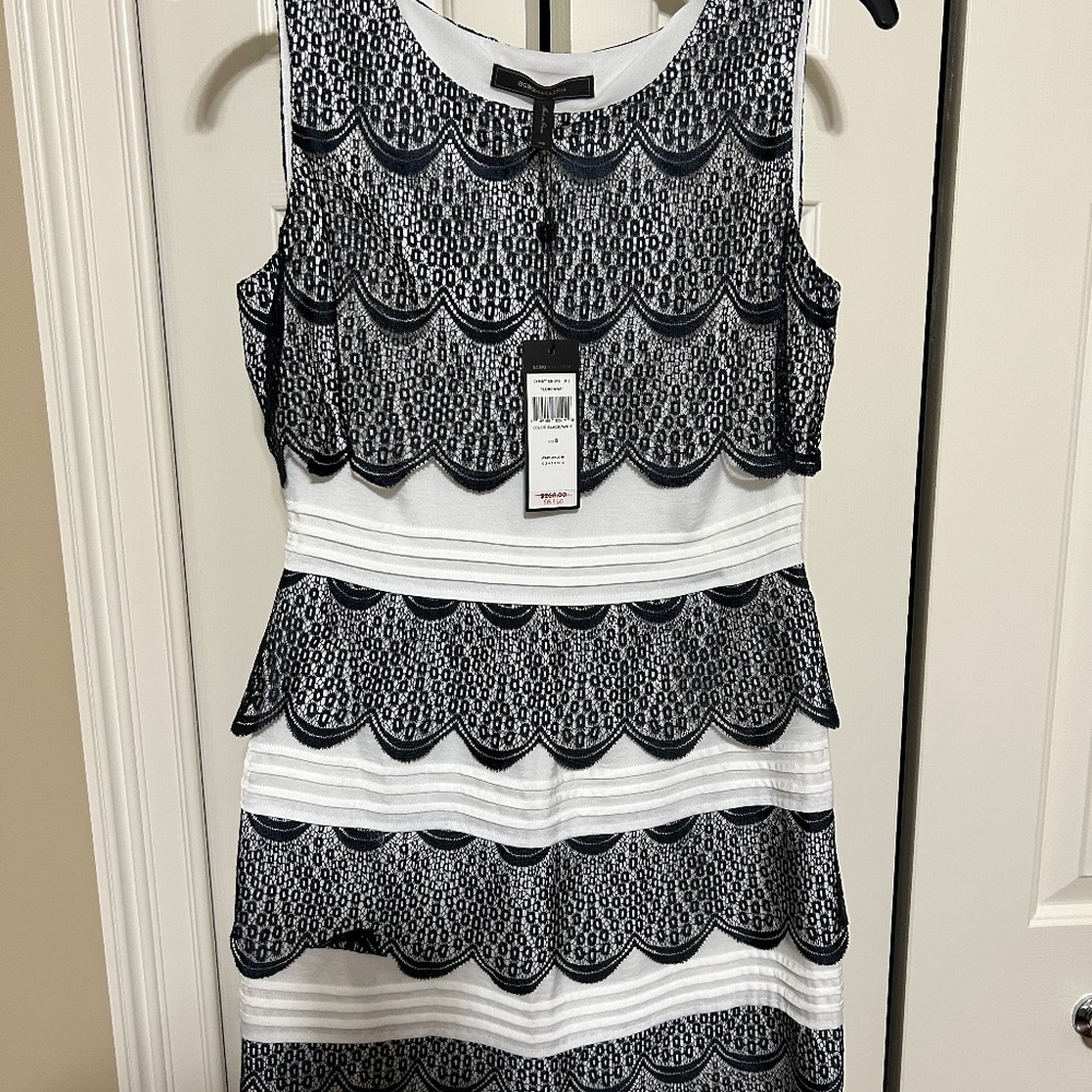 New Lorenna BCBG lace sleeveless black and white dress